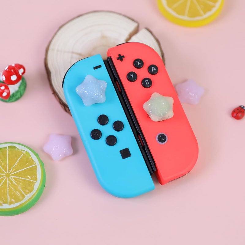 FlyingMage Switch Joycon Thumb Grips Caps, 4 PCS Cute Kawaii 3D Silicone Analog Thumbstick Button Cover Compatible with Nintendo Switch Lite/OLED Joystick Caps (Multicolor Glitter Star) - Image 5